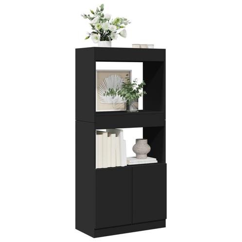 vidaXL Hoge kast 63x33x140 cm bewerkt hout zwart, Huis en Inrichting, Kasten | Boekenkasten, Nieuw, Verzenden