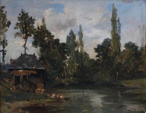 Jean-Frédéric Couty (1829-1904) - Huis aan het water, Antiek en Kunst, Kunst | Schilderijen | Klassiek