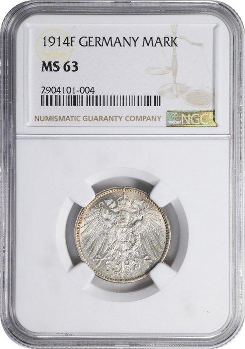 Allemagne, Karlsruhe. Wilhelm II. 1 Mark 1914 - NGC MS63 (F), Postzegels en Munten, Munten | Europa | Niet-Euromunten