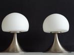 Lampe de table (2) - lampe champignon - Verre opalin / Métal