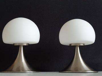 Lampe de table (2) - lampe champignon - Verre opalin / Métal