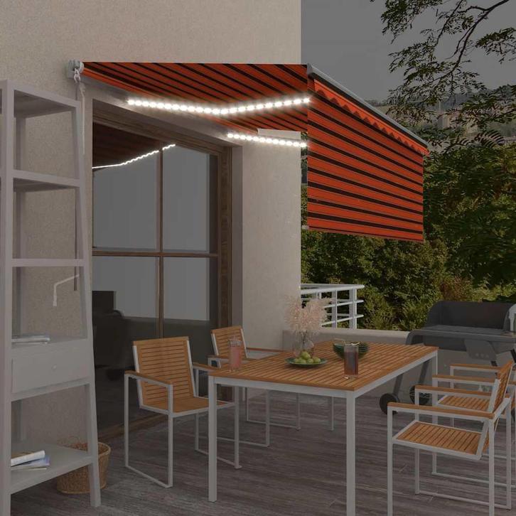 vidaXL Luifel handmatig uittrekbaar gordijn LED 3x2,5 m, Tuin en Terras, Zonneschermen, Nieuw, Verzenden