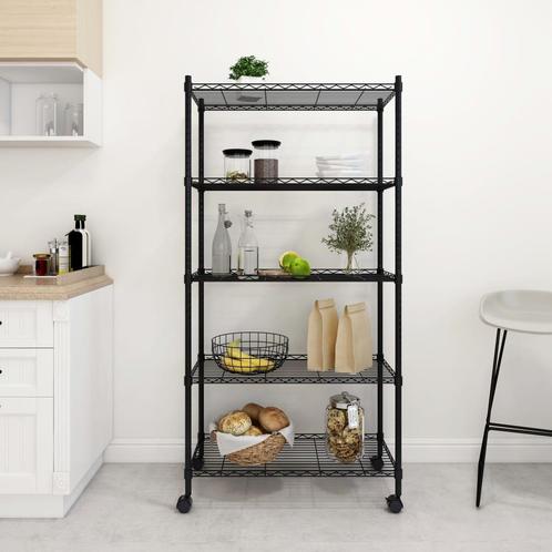vidaXL Opbergrek 5-laags met wielen 250 kg 75x35x155 cm, Huis en Inrichting, Kasten | Stellingkasten, Nieuw, Verzenden