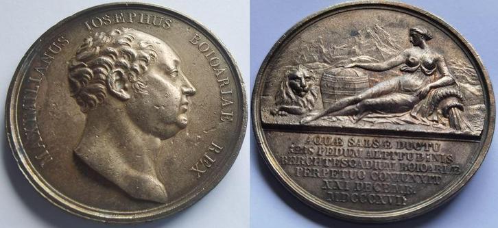 Duitsland zilver Medaille Bayern Maximilianjoseph 1817 58..., Postzegels en Munten, Penningen en Medailles, Verzenden