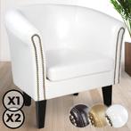 Chesterfield fauteuil met spijkerkoppen, zetel, Wit, Verzenden, Nieuw