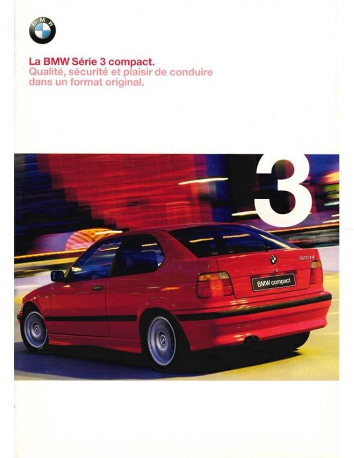 1999 BMW 3 SERIE COMPACT BROCHURE FRANS, Livres, Autos | Brochures & Magazines