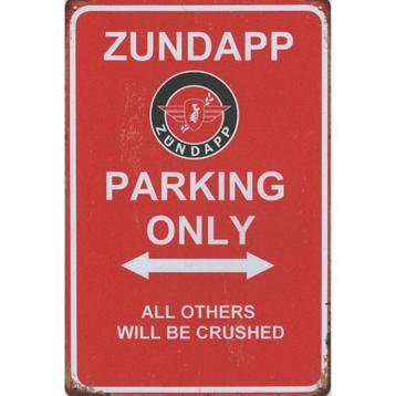 Wandbord -  Zundapp Parking Only beschikbaar voor biedingen