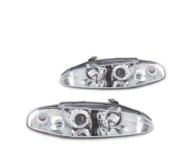 PHARES POUR MITSUBISHI ECLIPSE 95-97 ANGEL EYES FOND CHROMÉ, Auto-onderdelen, Verlichting, Verzenden