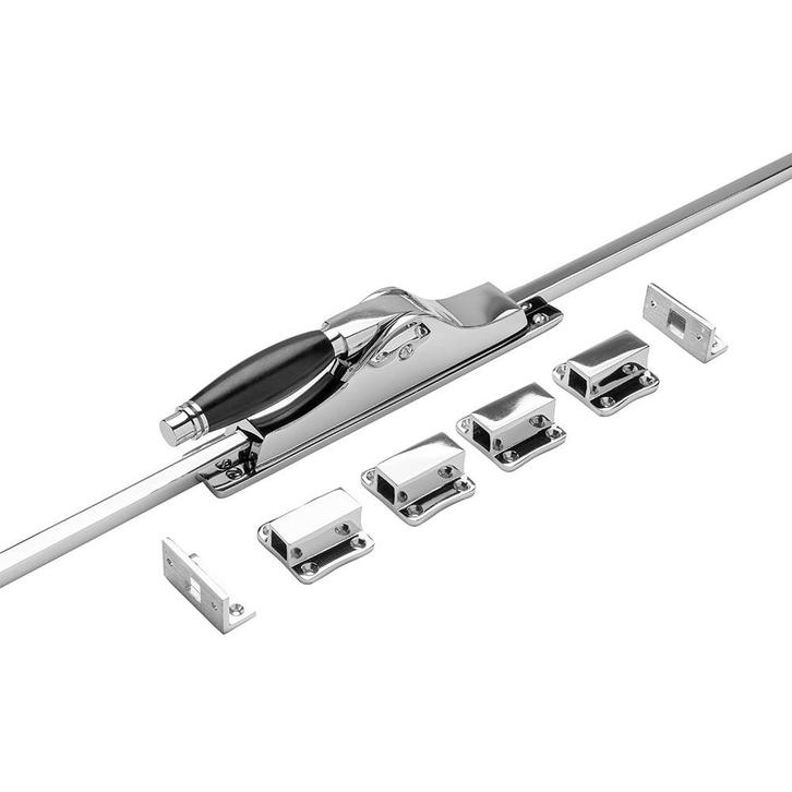 Deur Espagnolet Deco met stangenset 2x150cm glanzend nikk..., Doe-het-zelf en Bouw, Hang- en Sluitwerk, Overige typen, Nieuw, Koper of Messing