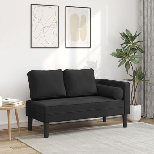 vidaXL Chaise longue met kussens fluweel zwart, Huis en Inrichting, Zetels | Zetels en Chaises Longues, Nieuw, Verzenden