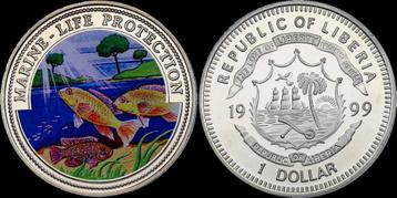 Liberia 1 dollar 1999- Marine-life protection koper-nikkel beschikbaar voor biedingen