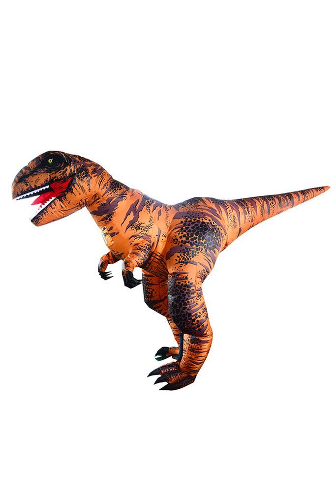 KIMU® Opblaas Kostuum Kinderen Velociraptor Bruin 122 128 13, Kleding | Heren, Carnavalskleding en Feestkleding, Nieuw, Ophalen of Verzenden