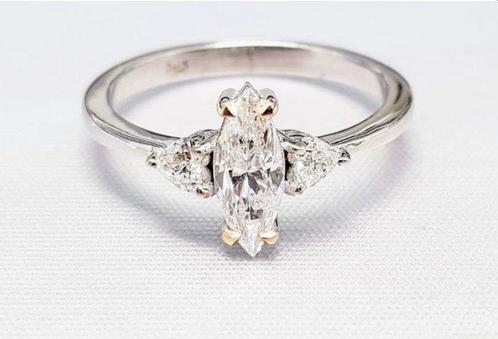 Ring - 14 karaat Witgoud Diamant (Natuurlijk) - Diamant -, Handtassen en Accessoires, Ringen