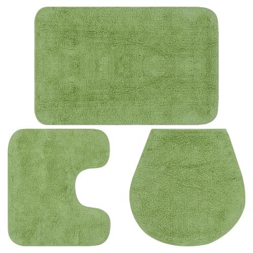 vidaXL Badmattenset stof groen 3-delig, Maison & Meubles, Salle de bain | Linge de bain & Accessoires, Envoi