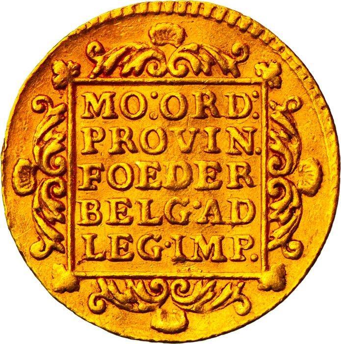 Nederland, Dordrecht 1 Gold Ducat 1758 Armored Knight late, Postzegels en Munten, Munten | Nederland