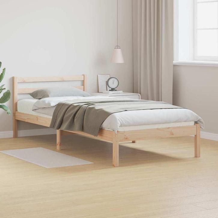 vidaXL Bedframe met hoofdeinde Bruin 210 x 100 cm Massief, Huis en Inrichting, Slaapkamer | Bedden, Nieuw, Verzenden