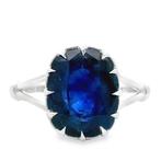 Ring - 14 karaat Witgoud - 4.94ct. tw. Saffier, Nieuw