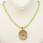 Zonder minimumprijs - Halsketting Zilver Olivijn, Handtassen en Accessoires, Kettingen, Nieuw