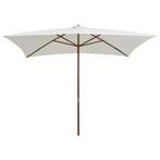 Houten Parasol 2x3m Creme | Tweede Kansje | OP=OP, Verzenden, Nieuw, Stokparasol, 1 tot 2 meter