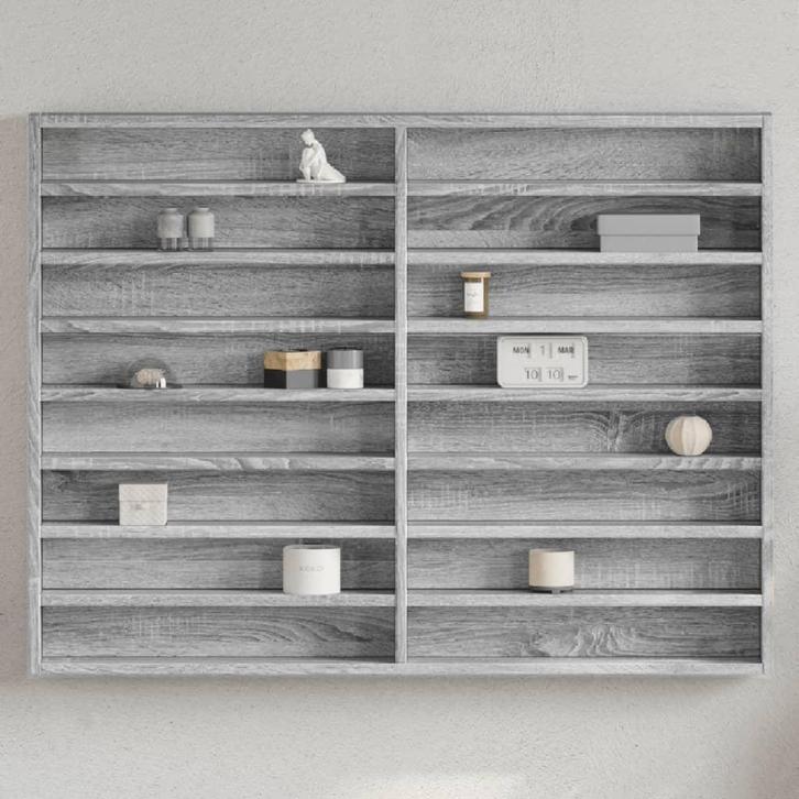 vidaXL Vitrinekast 100x8,5x75 cm bewerkt hout grijs sonoma, Huis en Inrichting, Kasten | Wandmeubels, Nieuw, Verzenden