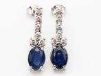 Zonder Minimumprijs - Oorbellen - 14 karaat Witgoud Saffier, Handtassen en Accessoires, Oorbellen, Nieuw