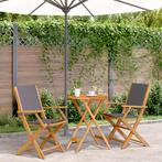 vidaXL 3-delige Bistroset stof en massief hout, Tuin en Terras, Verzenden, Nieuw