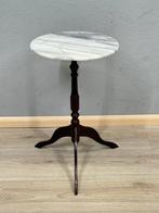 Bijzettafel - Hout, Marmer - Houten bijzettafel, Antiek en Kunst