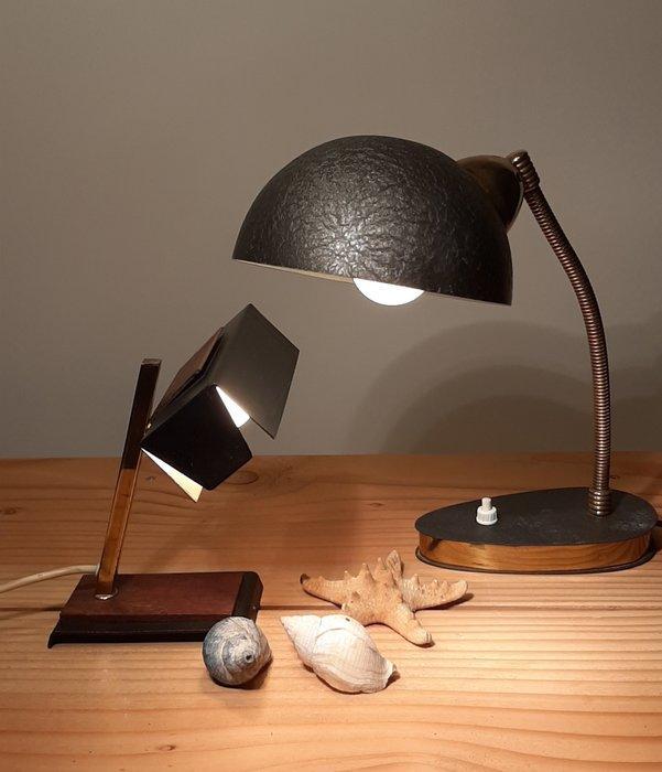 Lampe de bureau (2) - Teck, Laiton, Antiquités & Art, Antiquités | Éclairage