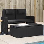 vidaXL Banc inclinable de jardin avec coussins noir, Verzenden