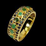 Zonder Minimumprijs - Ring Zilver Smaragd - Saffier - 38, Handtassen en Accessoires, Ringen, Nieuw