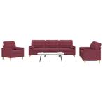 vidaXL 3-delige Loungeset met sierkussens stof wijnrood, Verzenden, Nieuw