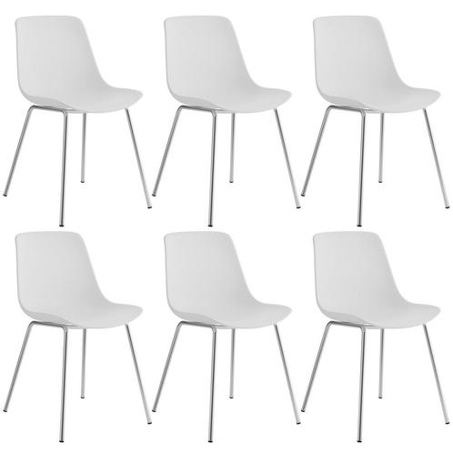 tectake Kunststofstoelen Mave, ergonomisch, 120 kg - wit/chr, Huis en Inrichting, Stoelen, Verzenden