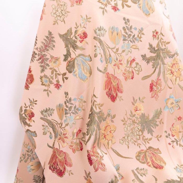 BA005 - Brokaatstof (Lampasso) Italiaans - Oudroze Zijde –, Antiek en Kunst, Antiek | Tapijten, Tafelkleden en Textiel