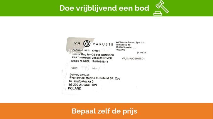 Bieden: Quicksilver Cover Bag for QS805 Sundeck, Sports nautiques & Bateaux, Accessoires navigation, Enlèvement ou Envoi