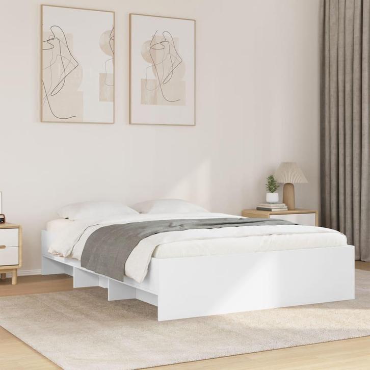vidaXL Bedframe bewerkt hout wit 140x200 cm, Huis en Inrichting, Slaapkamer | Bedden, Nieuw, Verzenden