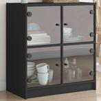 vidaXL Bijzetkast met glazen deuren 68x37x75,5 cm zwart, Huis en Inrichting, Kasten | Dressoirs, Verzenden, Nieuw