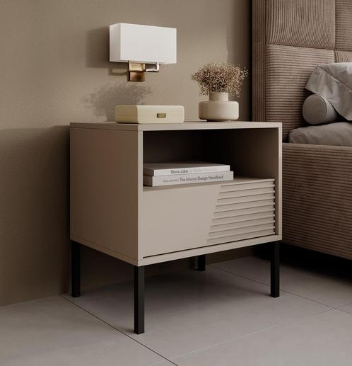 Meubella Nachtkastje beige 54cm 1 lade, Huis en Inrichting, Kasten | Overige, Nieuw, Verzenden