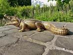 Figuur - fine finish of crocodile in gold bronze patina ( -