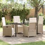 vidaXL Tuin Eettafel Set 5 pcs Beige poly rattan, Tuin en Terras, Verzenden, Nieuw