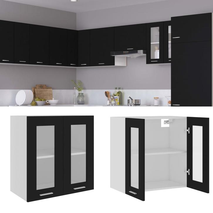 vidaXL Hangkast Lyon 60x31x60 cm bewerkt hout zwart, Huis en Inrichting, Kasten | Overige, Nieuw, Verzenden