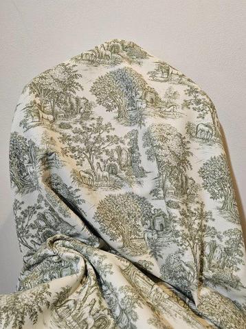 Tissu toile de Jouy campagnarde avec chevaux - 300x280cm -