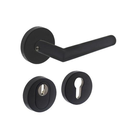 Set buitendeurbeslag rond skg3, Doe-het-zelf en Bouw, Hang- en Sluitwerk, Klink of Kruk, Nieuw, Ophalen of Verzenden