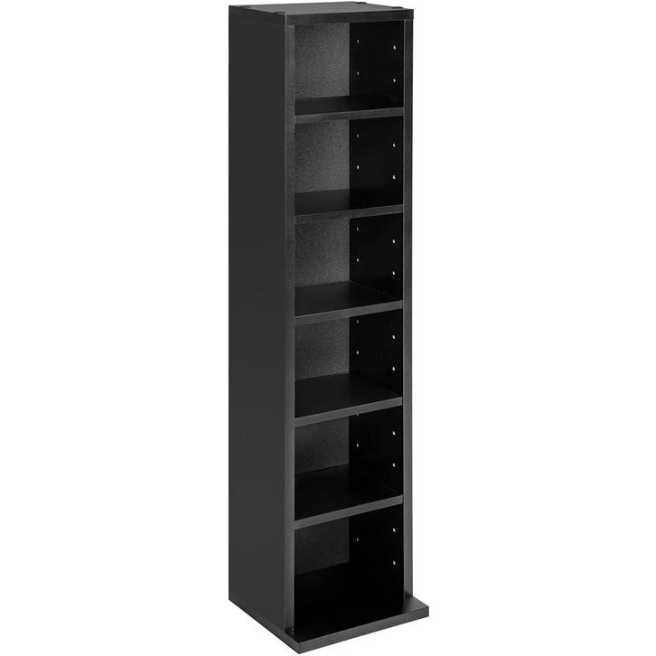 tectake CD mediakast met 6 vakken 90x21x20cm - zwart, Huis en Inrichting, Woonaccessoires | Cd- en Dvd-rekken, Verzenden