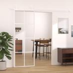 vidaXL Schuifdeur 76x205 cm ESG-glas en aluminium wit, Doe-het-zelf en Bouw, Deuren en Vliegenramen, Verzenden, Nieuw