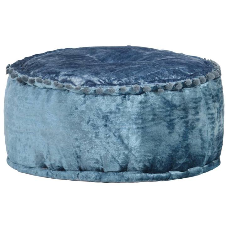 vidaXL Poef rond 40x20 cm fluweel blauw, Huis en Inrichting, Zetels | Voetbanken en poefs, Nieuw, Verzenden