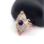 Zonder minimumprijs - Ring - 9 kt. Roségoud, Zilver Amethist, Handtassen en Accessoires, Ringen, Nieuw
