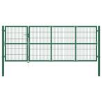 vidaXL Tuinhek met palen 350x120 cm staal groen, Tuin en Terras, Verzenden, Nieuw