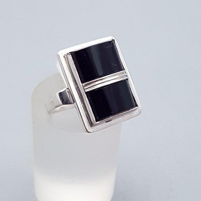 Zilver, Art Deco, Onyx - Ring, Antiek en Kunst, Kunst | Designobjecten