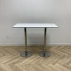 Tweedehands sta-tafel / bartafel 140x70 cm, wit - chroom, Huis en Inrichting, Tafelonderdelen, Gebruikt