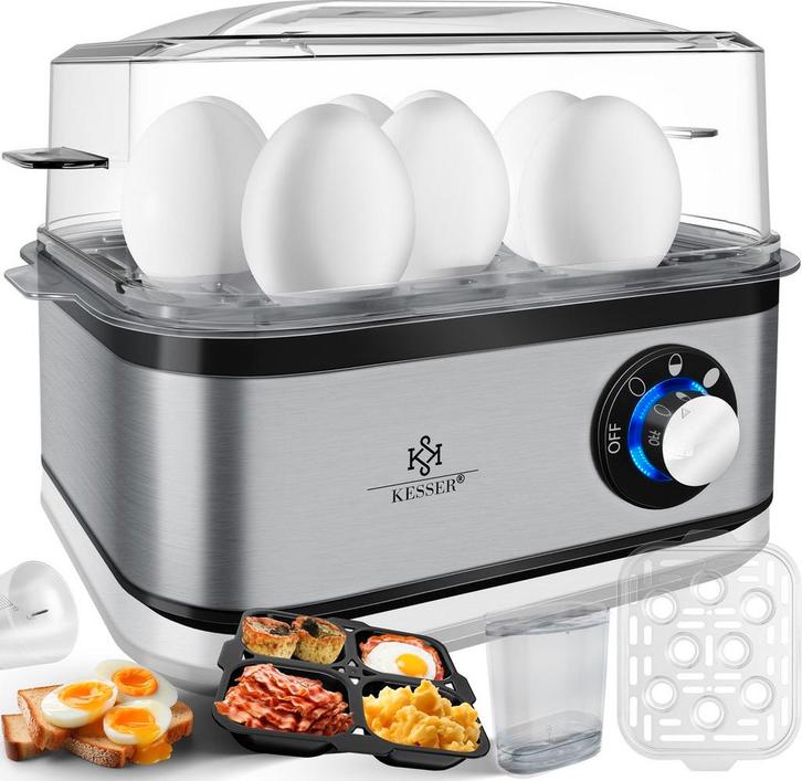 KESSER® Eierkoker - 8 Eieren - 500W - BPA-vrij - Zilver, Huis en Inrichting, Woonaccessoires | Overige, Verzenden
